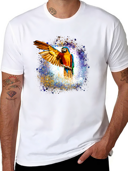 Macaw Parrot Graphic Black T-Shirt