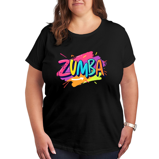 Vibrant Graffiti ZUMBA Dance Black Plus Size Ladies Tee