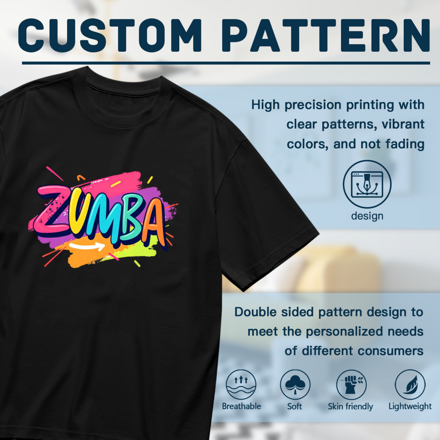 Vibrant Graffiti ZUMBA Dance Black Plus Size Ladies Tee