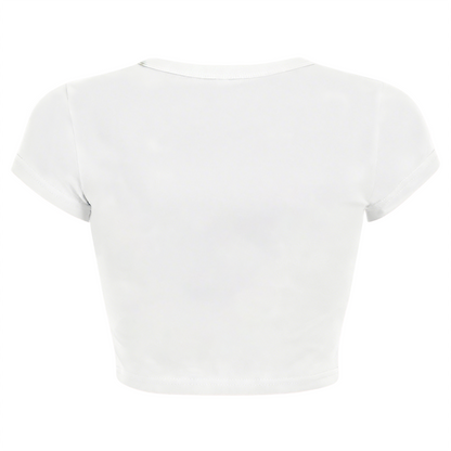 Blue Butterfly Good Things Take Time White Crop Top