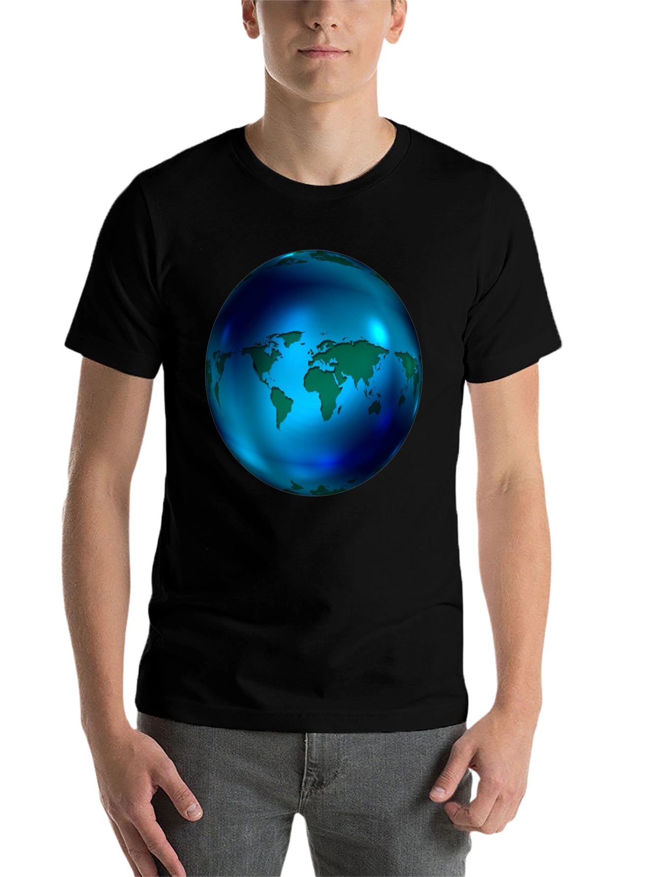 World Globe Graphic Black T-Shirt