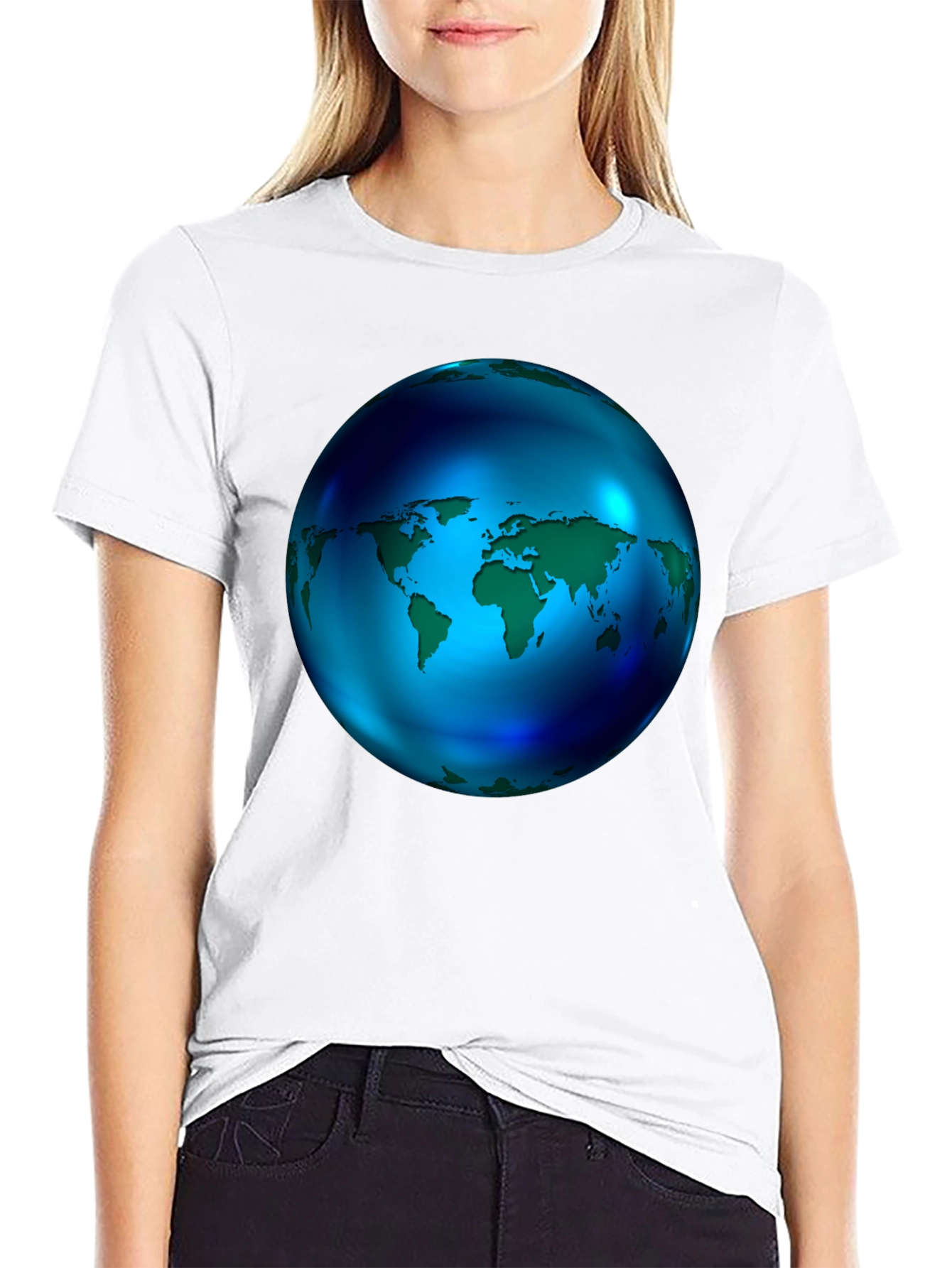 World Globe Graphic Black T-Shirt