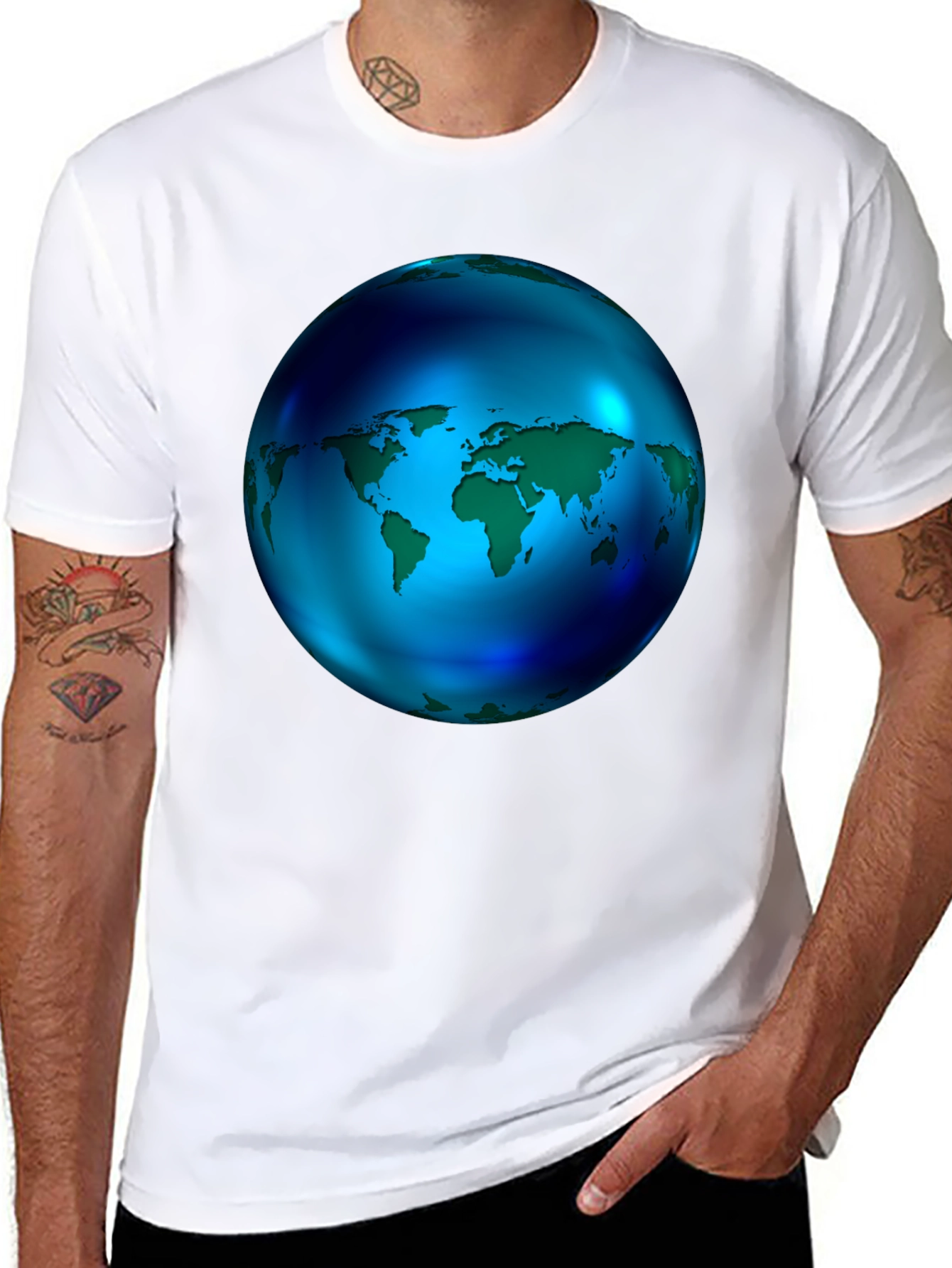 World Globe Graphic Black T-Shirt