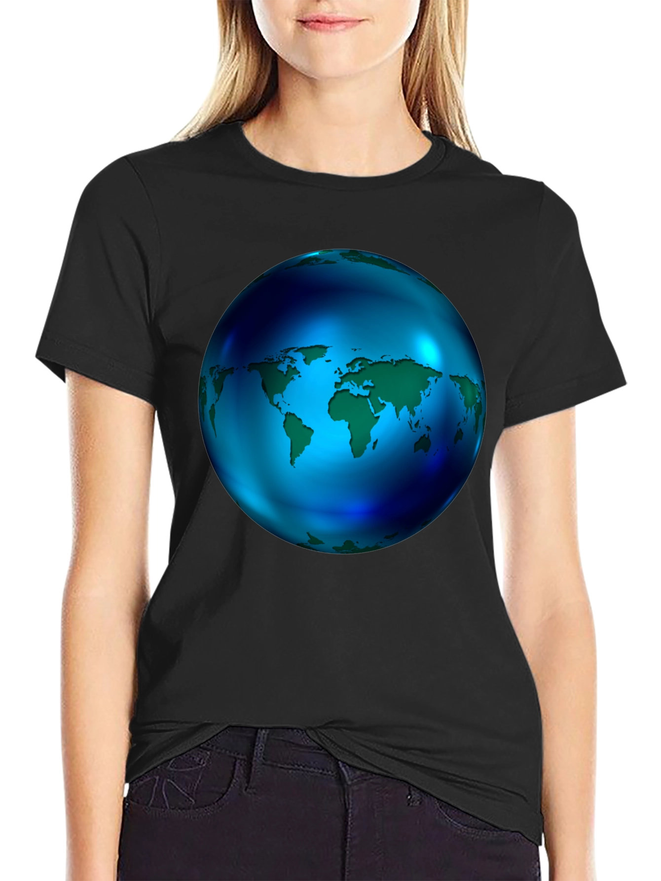 World Globe Graphic Black T-Shirt