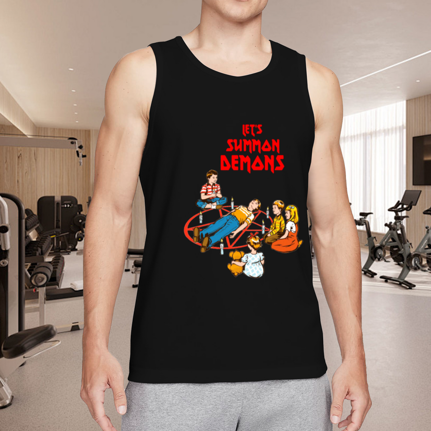 Vintage Cartoon Let's Summon Demons Graphic Tank