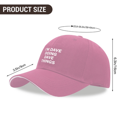 I¡¯m Dave Doing Dave Things Funny Pink Sandwich Baseball Cap, Custom Name Humor Sun Hat