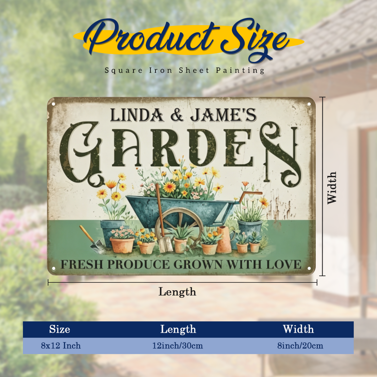 Custom Couple Garden Floral Retro Tin Sign