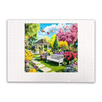 Vibrant Spring Gazebo Colorful Butterfly Bloom Garden Jigsaw Puzzle
