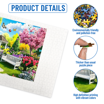 Vibrant Spring Gazebo Colorful Butterfly Bloom Garden Jigsaw Puzzle