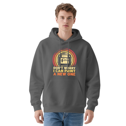 Retro 3D Printer Quote Red Hoodie, Men Vintage Plush Comfort Hooded Top