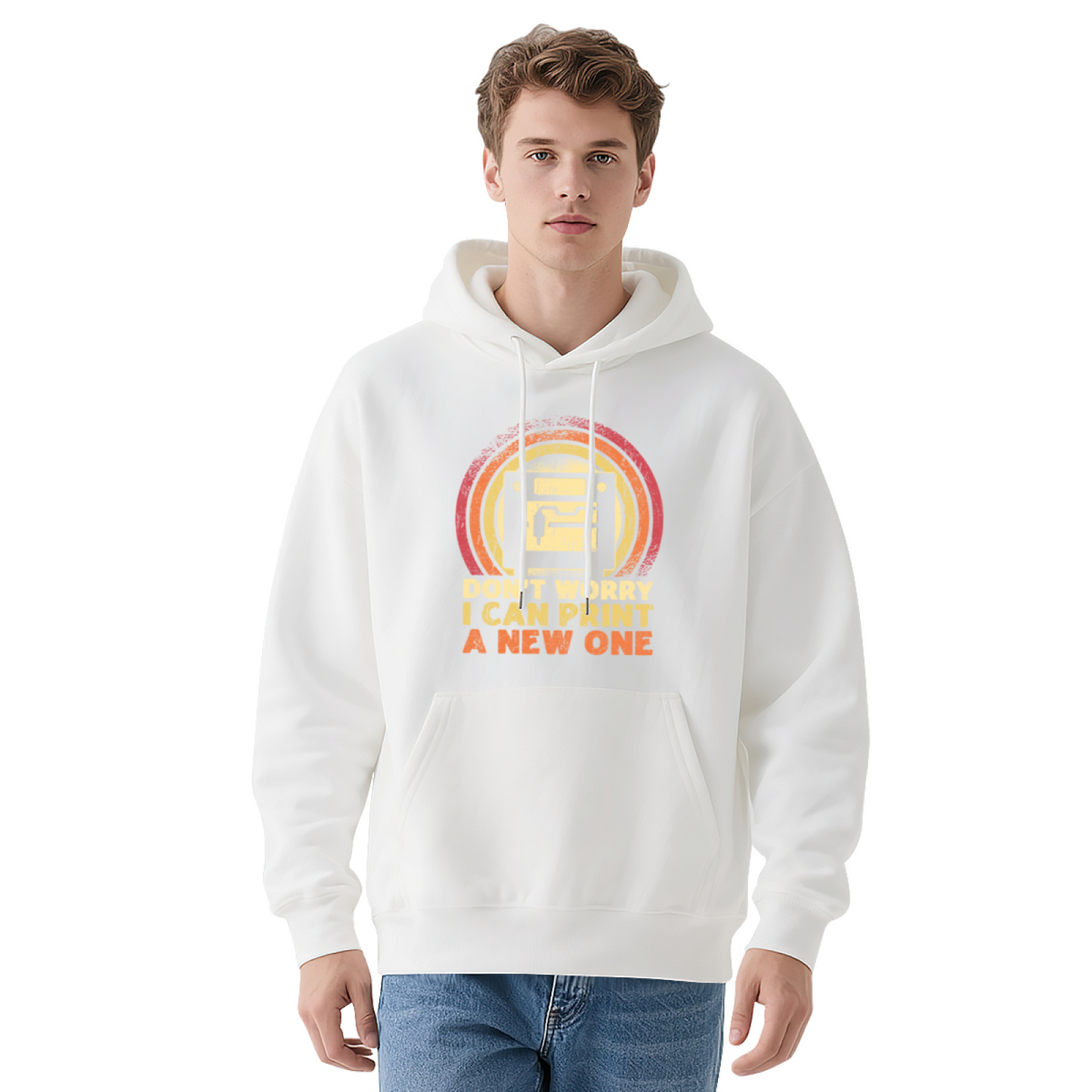 Retro 3D Printer Quote Red Hoodie, Men Vintage Plush Comfort Hooded Top