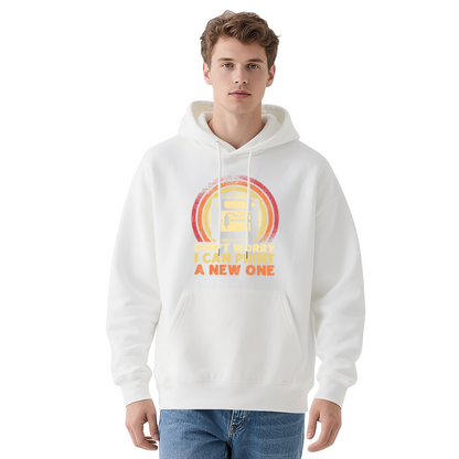Retro 3D Printer Quote Red Hoodie, Men Vintage Plush Comfort Hooded Top