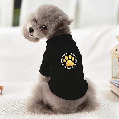 Luxury Golden Paw Print Circle Dog Cardigan Sweater, Stylish Pet Daily Wear