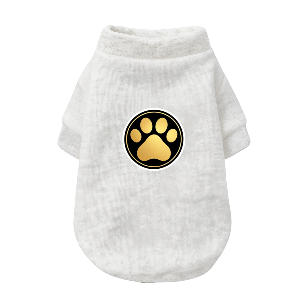 Luxury Golden Paw Print Circle Dog Cardigan Sweater, Stylish Pet Daily Wear