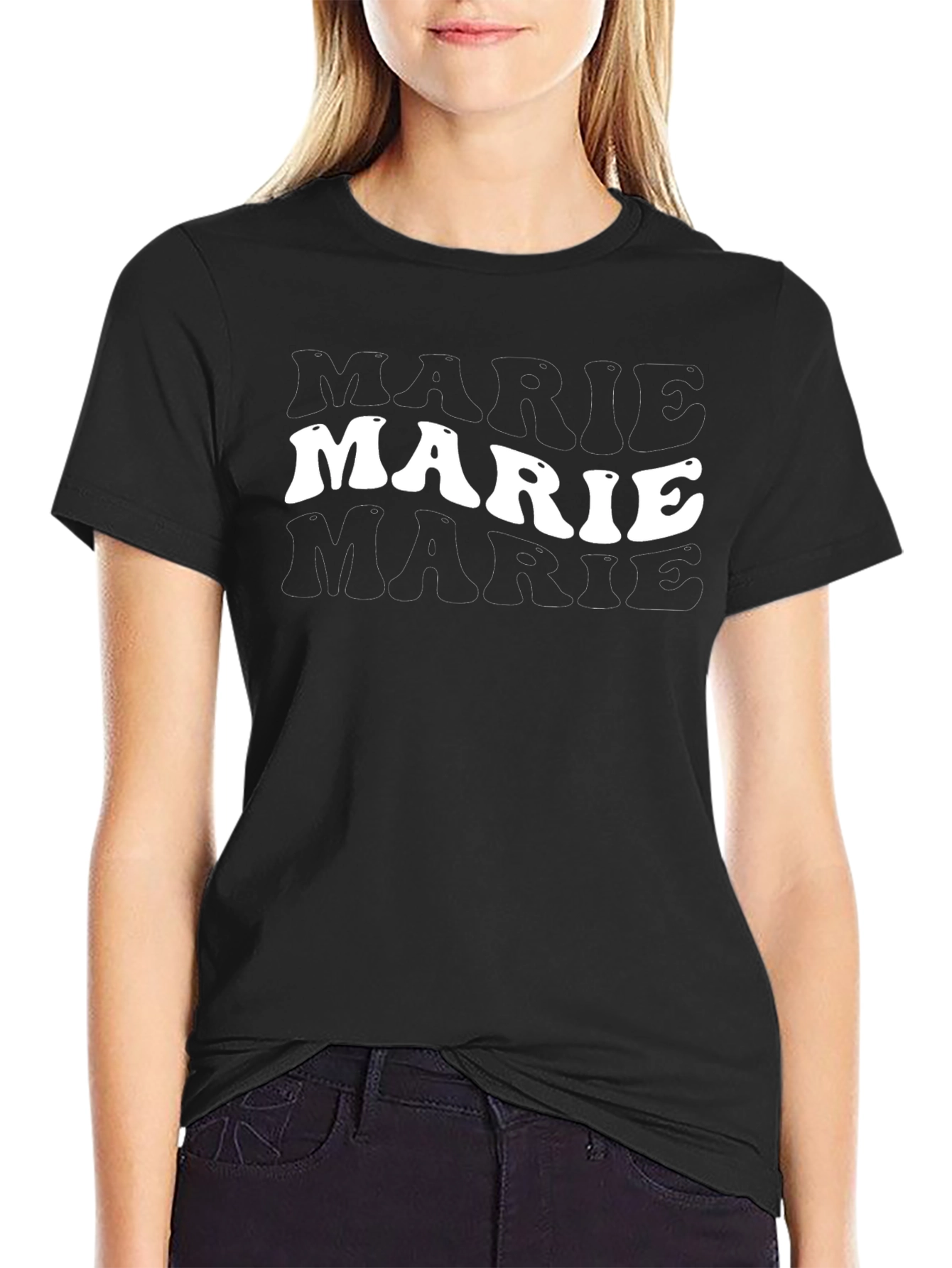 Marie Text Black T-Shirt