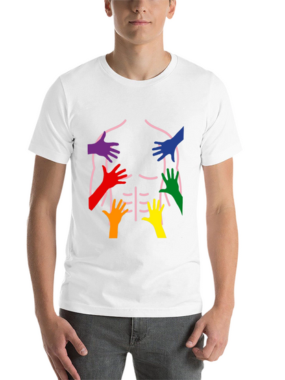 Rainbow Hands Body Outline T-Shirt