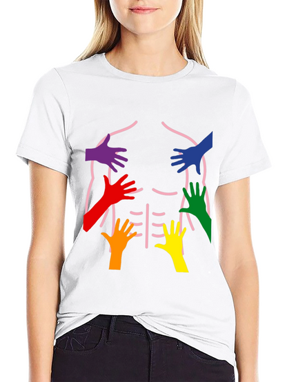 Rainbow Hands Body Outline T-Shirt
