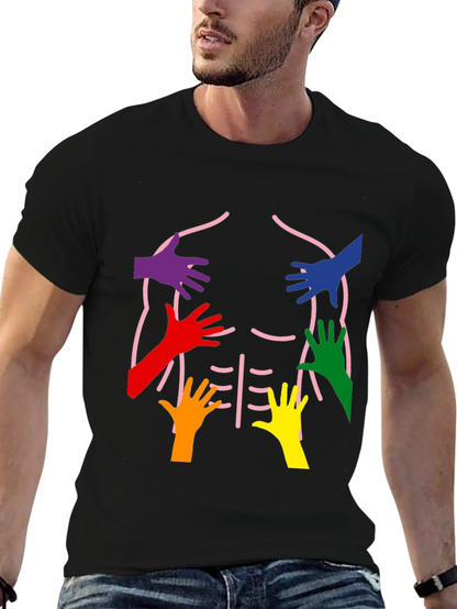 Rainbow Hands Body Outline T-Shirt