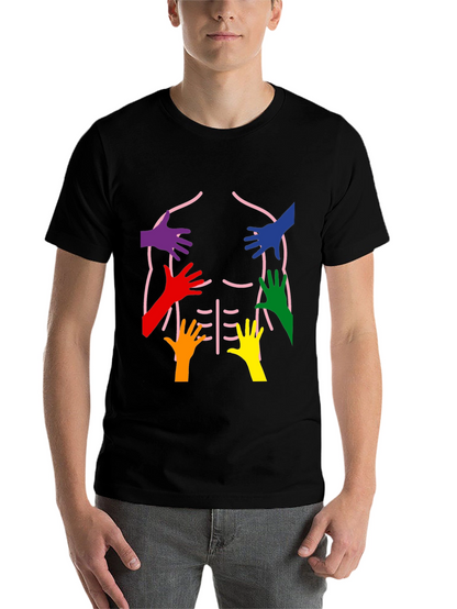 Rainbow Hands Body Outline T-Shirt