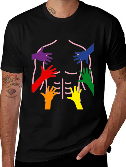 Rainbow Hands Body Outline T-Shirt