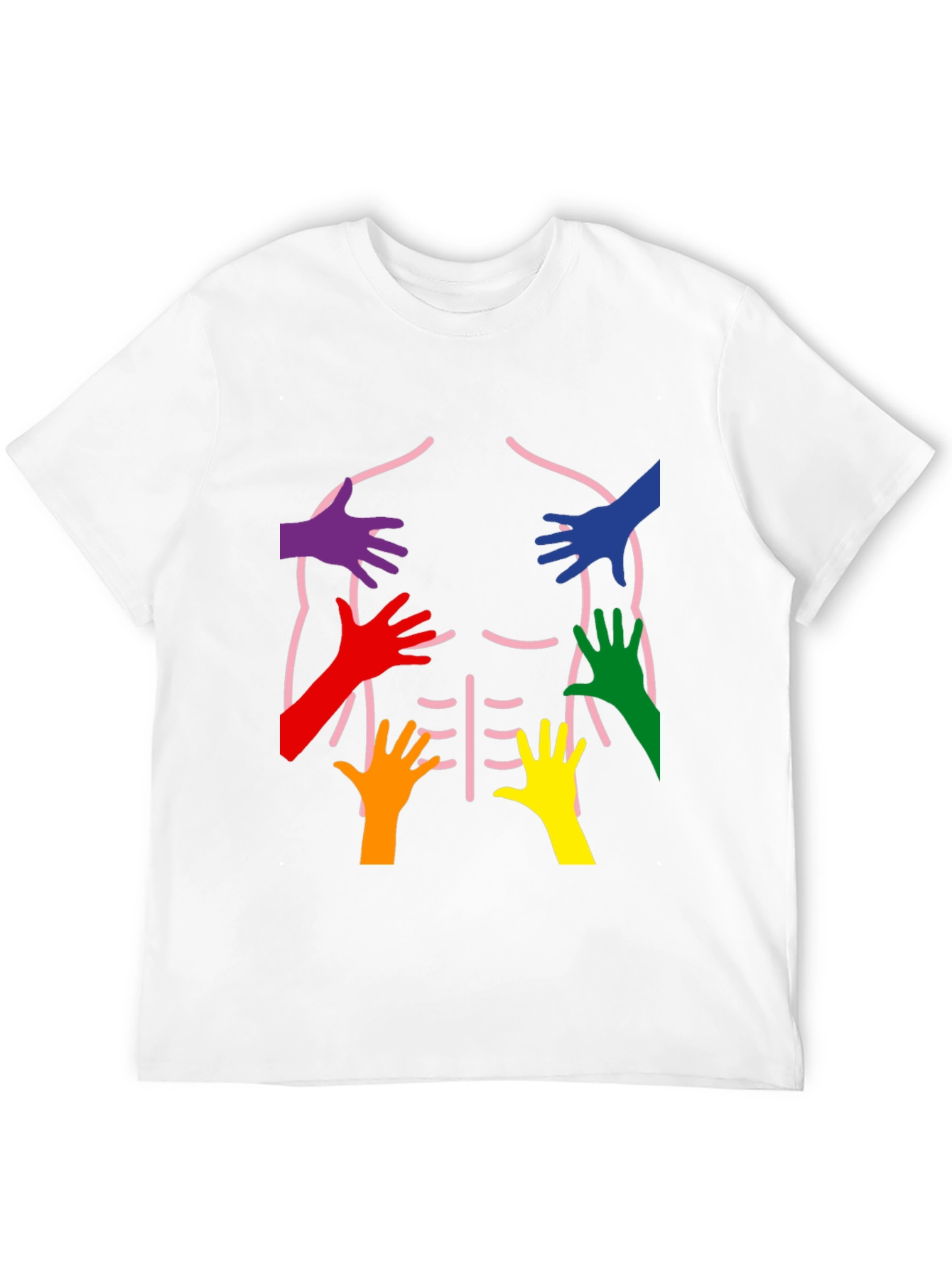 Rainbow Hands Body Outline T-Shirt
