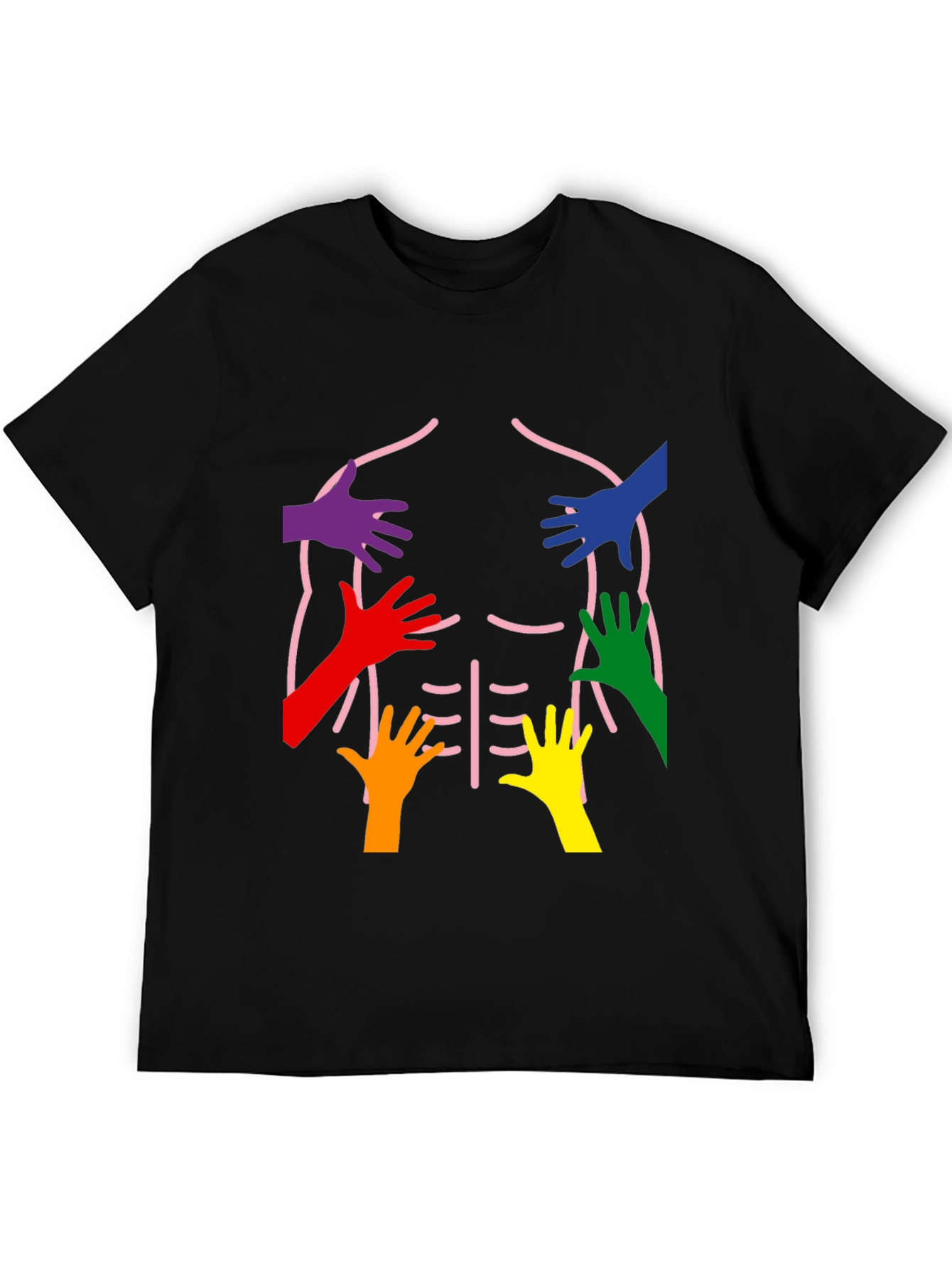Rainbow Hands Body Outline T-Shirt