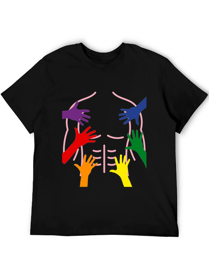 Rainbow Hands Body Outline T-Shirt