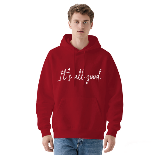 It¡¯s All Good Minimal Script Red Hoodie, Ultra Comfort Relax Fit