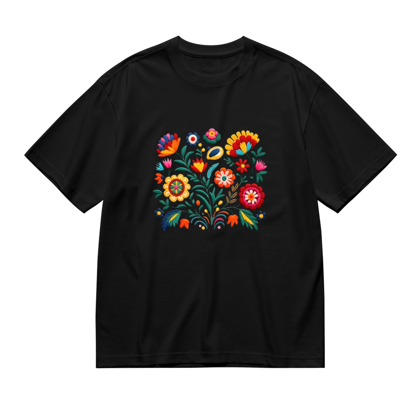 Colorful Mexican Folk Floral Art Boho Plus Size Women¡¯s Printed T-Shirt