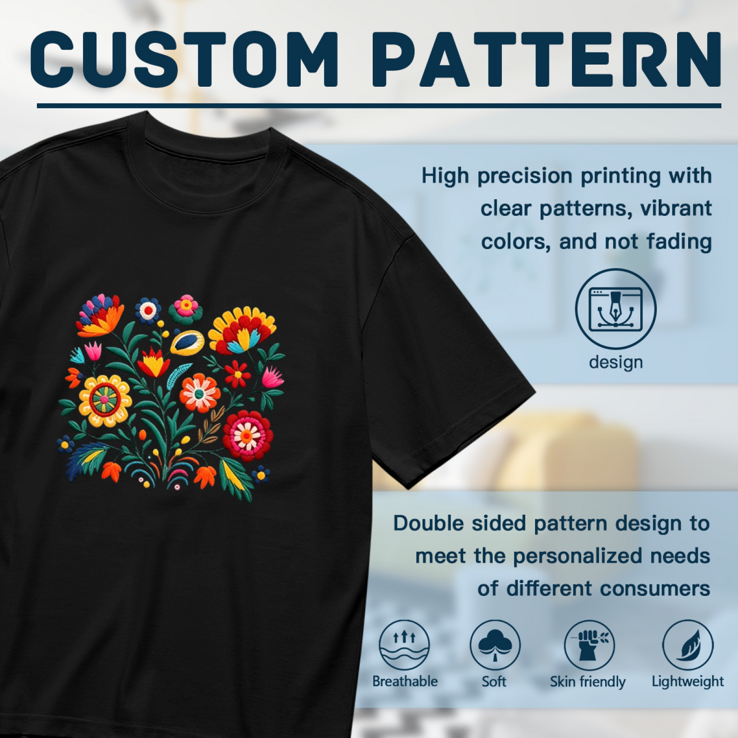 Colorful Mexican Folk Floral Art Boho Plus Size Women¡¯s Printed T-Shirt