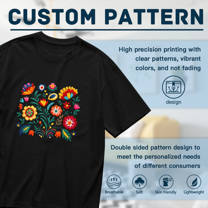 Colorful Mexican Folk Floral Art Boho Plus Size Women¡¯s Printed T-Shirt