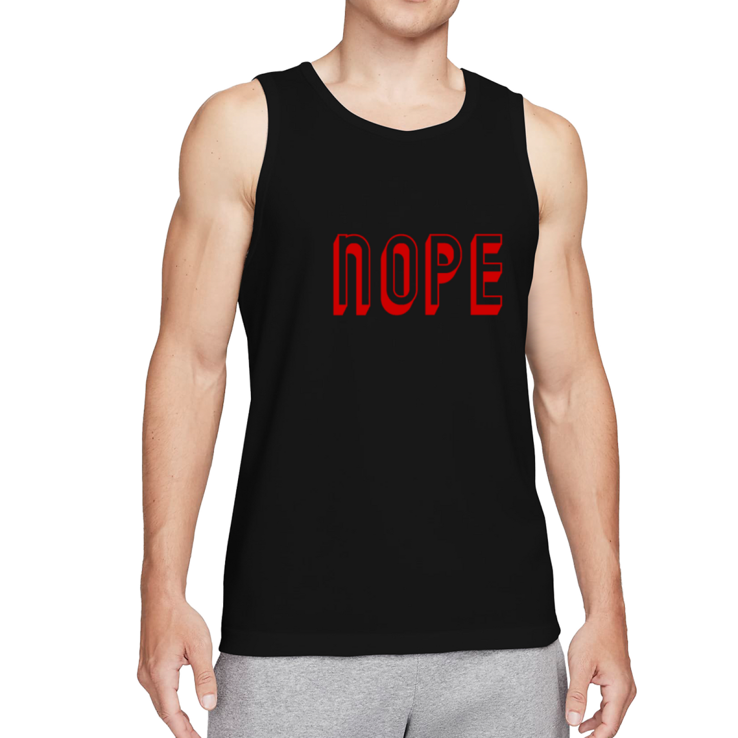 Minimal Red NOPE Bold Letter Print Men¡¯s Tank
