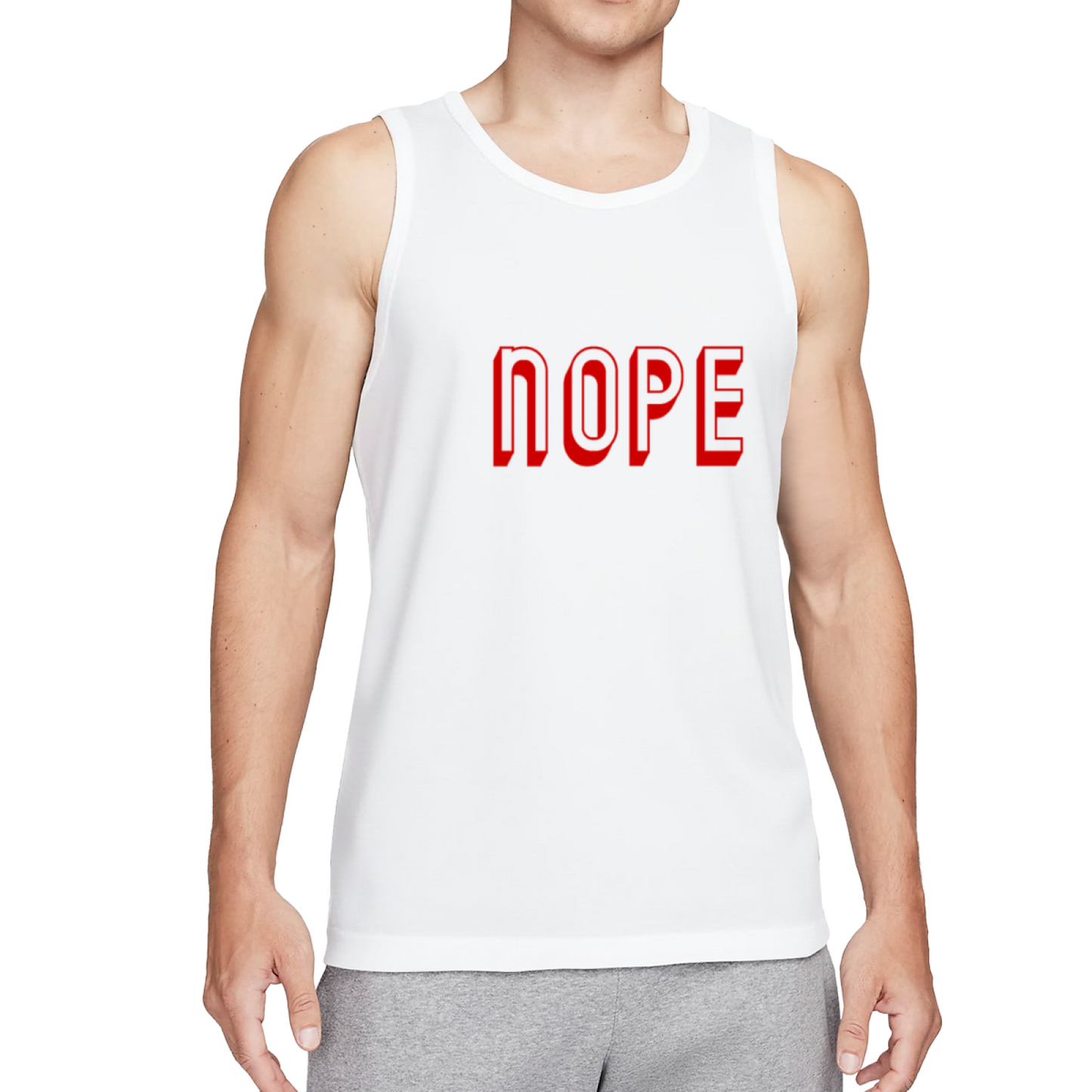 Minimal Red NOPE Bold Letter Print Men¡¯s Tank