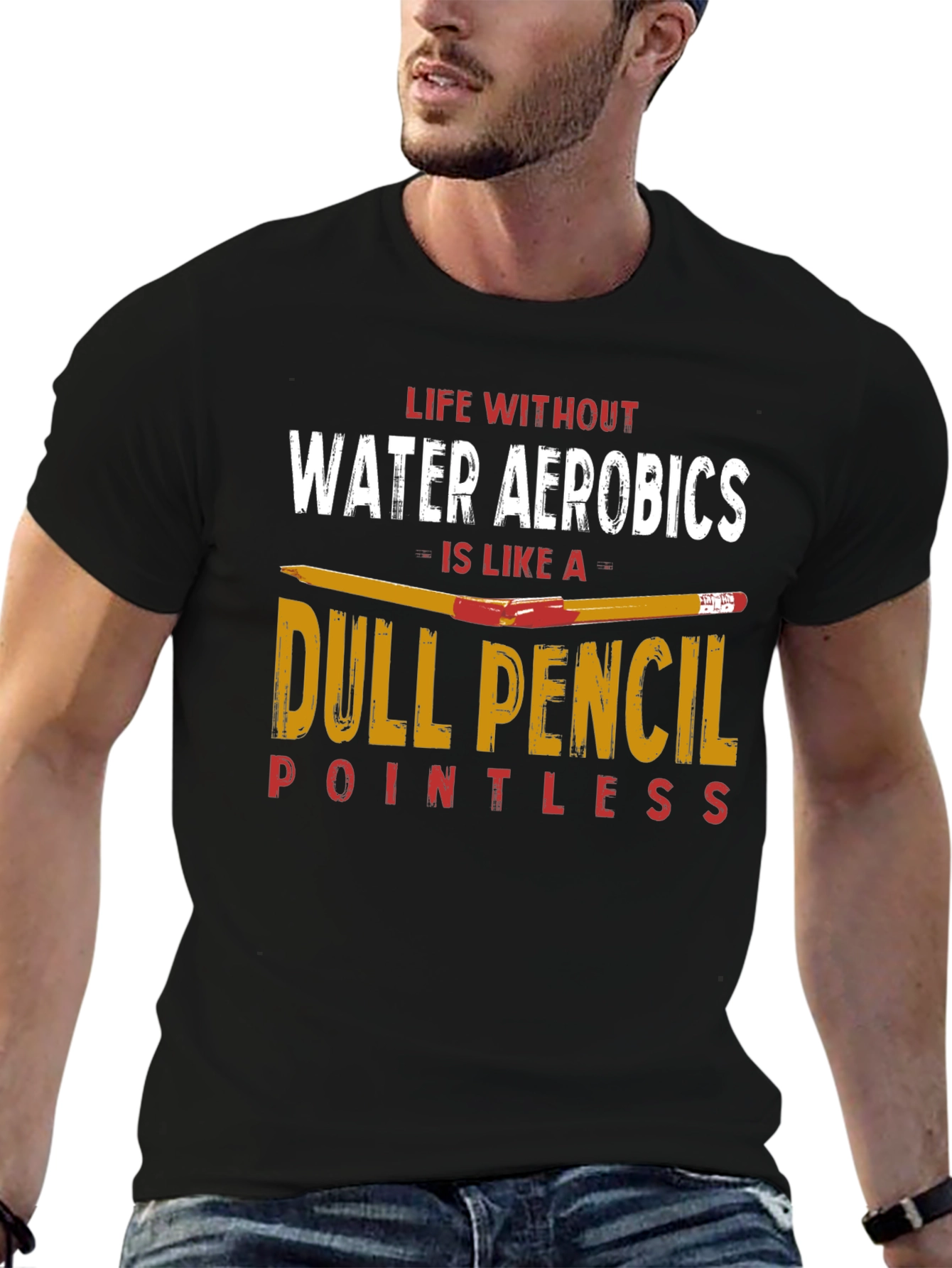 Funny Water Aerobics T-Shirt - Dull Pencil