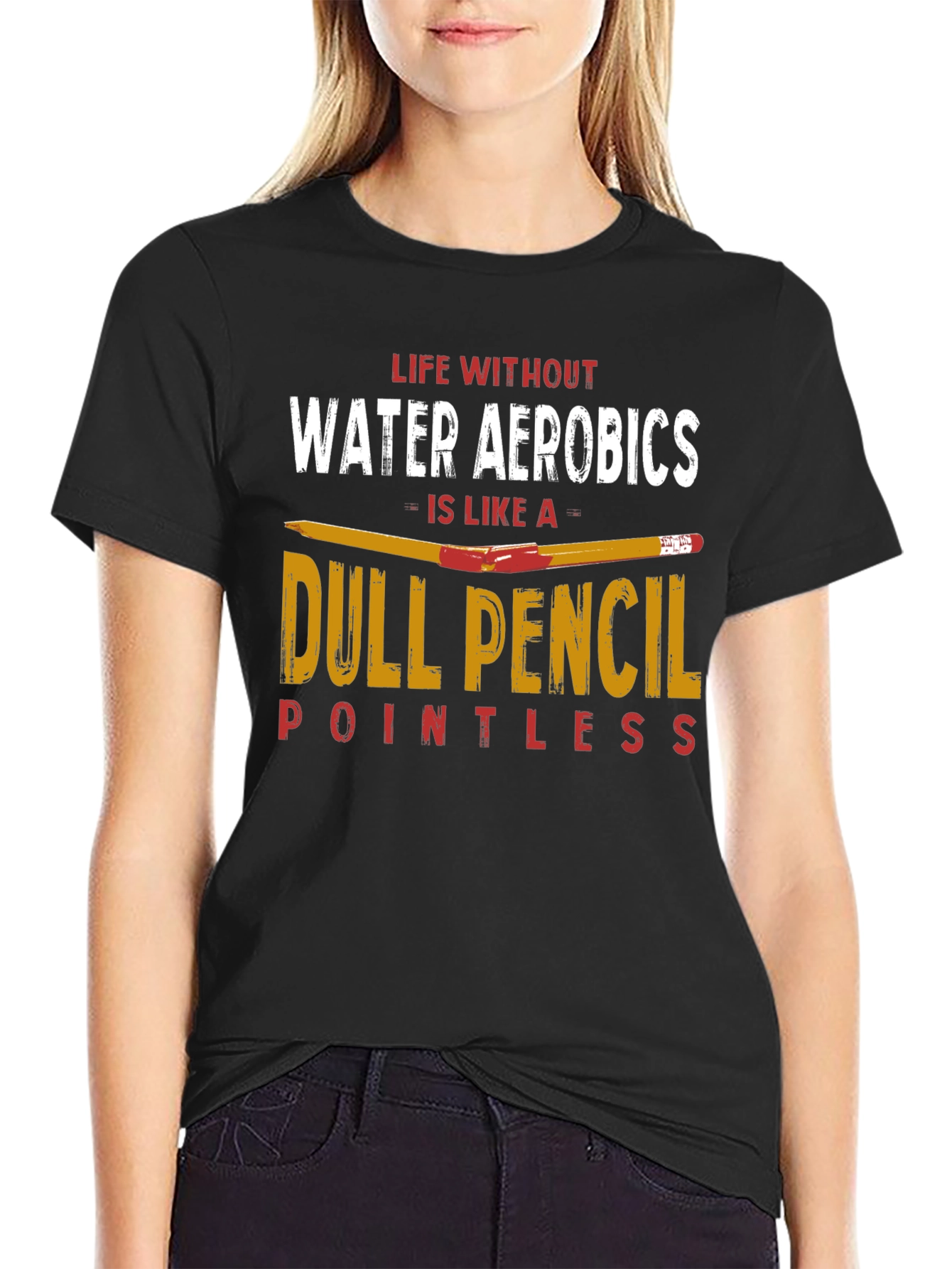 Funny Water Aerobics T-Shirt - Dull Pencil
