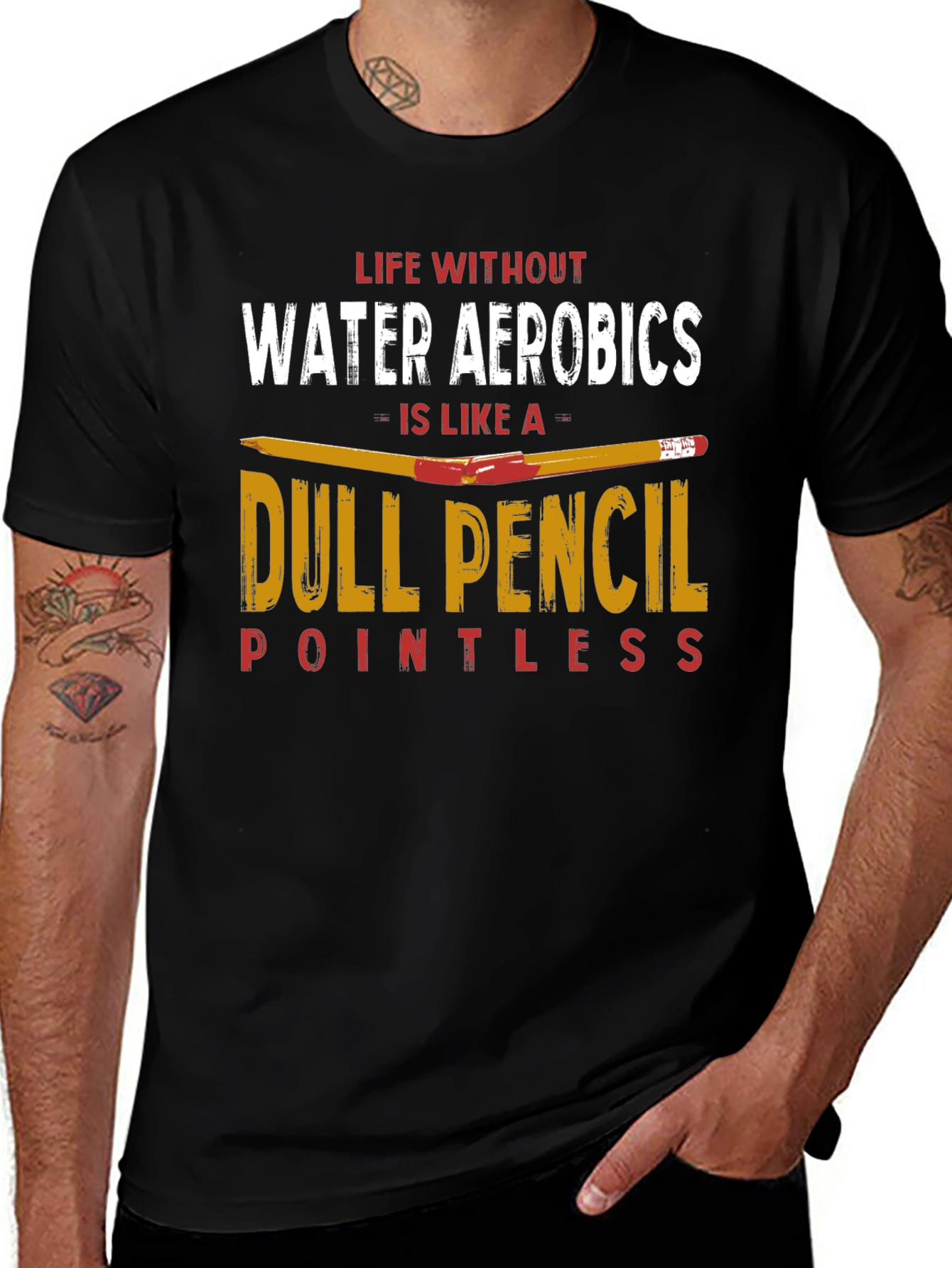 Funny Water Aerobics T-Shirt - Dull Pencil
