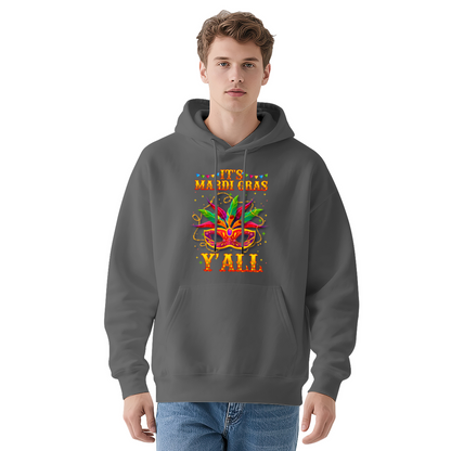 It¡¯s Mardi Gras Y¡¯all Carnival Mask Navy Hoodie, Festival Soft Party Pullover