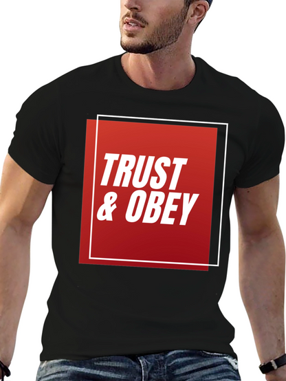 Trust & Obey Graphic Tee - Black Cotton T-Shirt