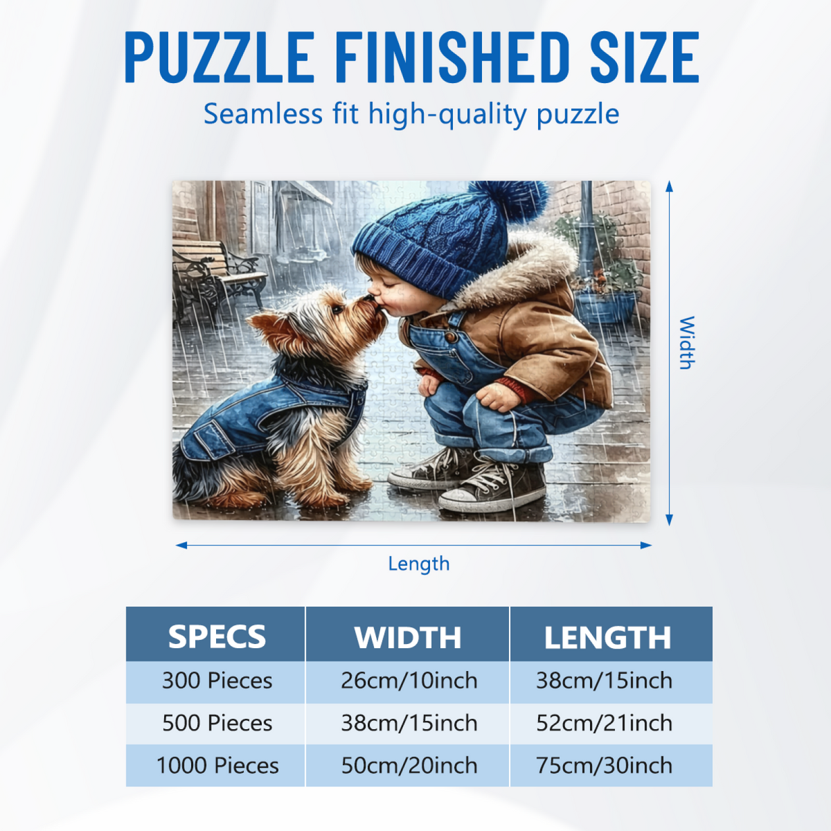 Rainy Street Sweet Kiss Between Boy & Yorkshire Puppy Puzzle