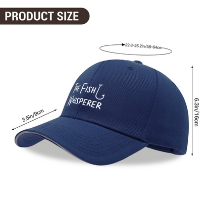 The Fish Whisperer Hook Print Navy Sandwich Baseball Cap For Fishing Lovers