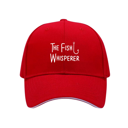 The Fish Whisperer Hook Print Navy Sandwich Baseball Cap For Fishing Lovers