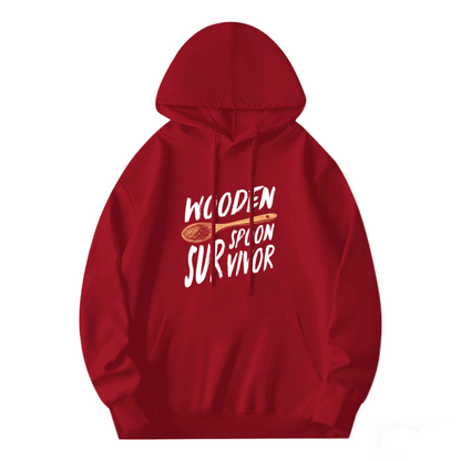 Wooden Spoon Survivor Red Hoodie, Unisex Funny Comfort Pullover