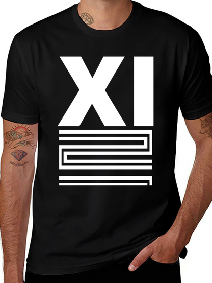 Mens Black XI Graphic Print T-Shirt