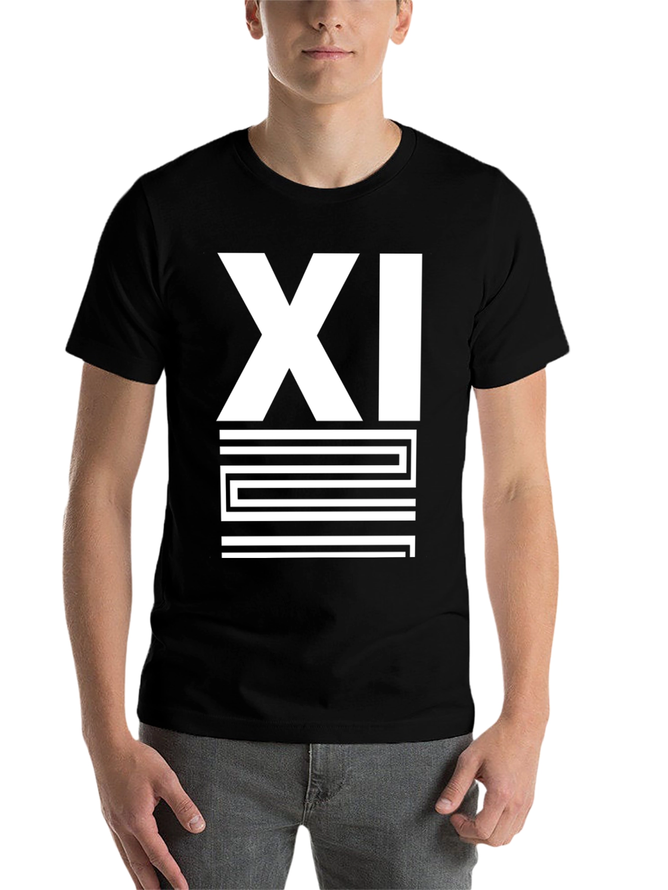 Mens Black XI Graphic Print T-Shirt