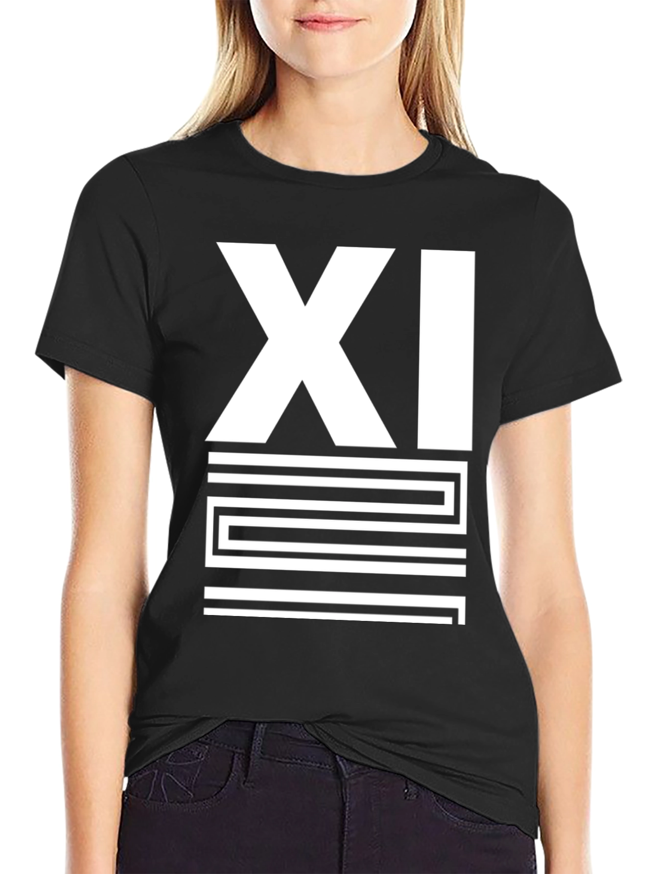 Mens Black XI Graphic Print T-Shirt