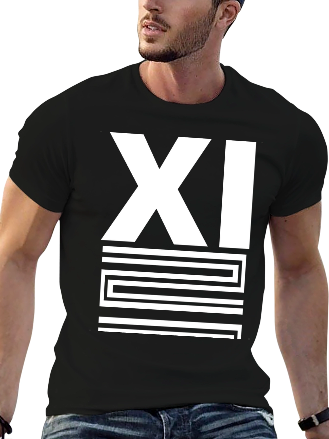 Mens Black XI Graphic Print T-Shirt