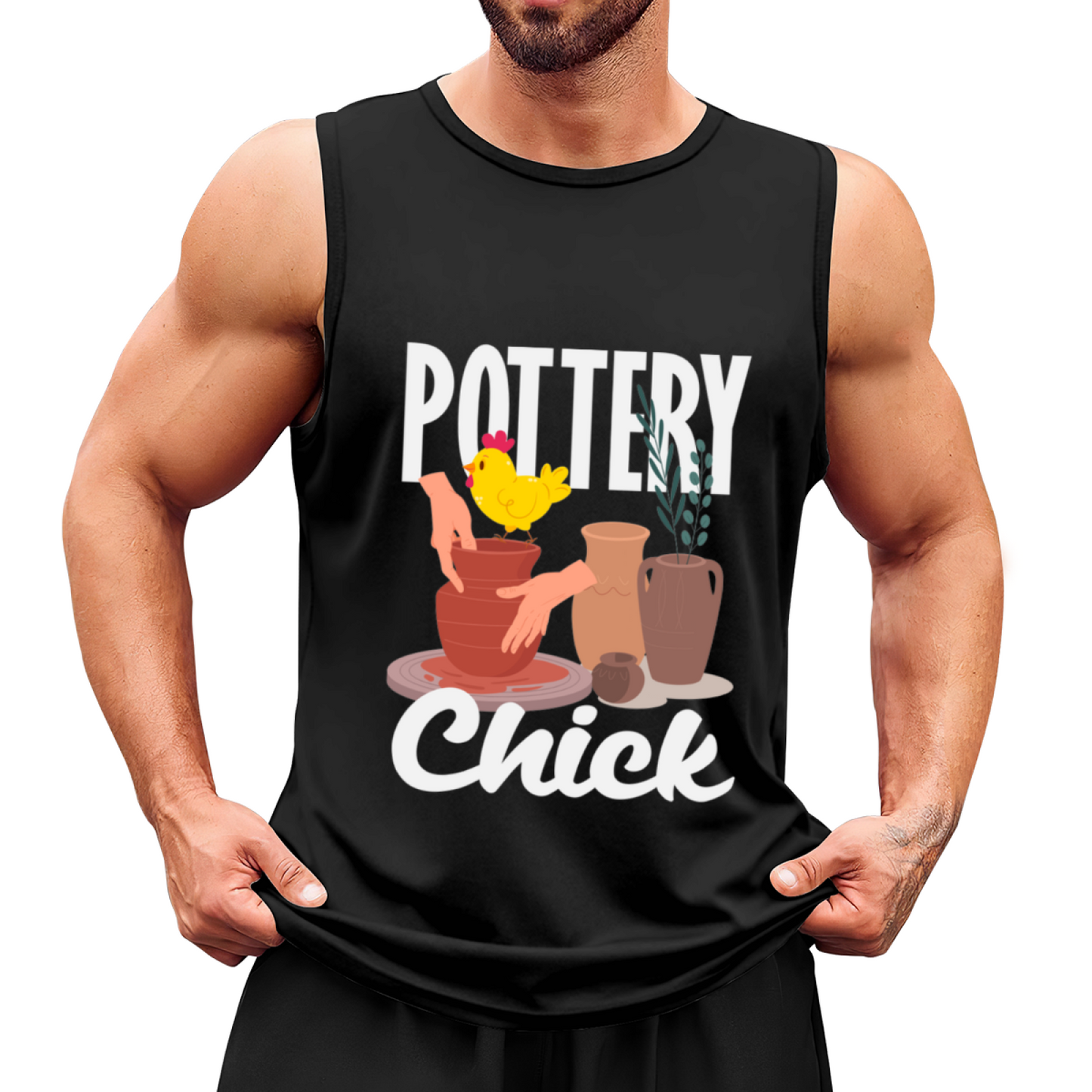 Funny Chicken Pottery Artist Cute Cartoon Graphic Sleeveless Tee