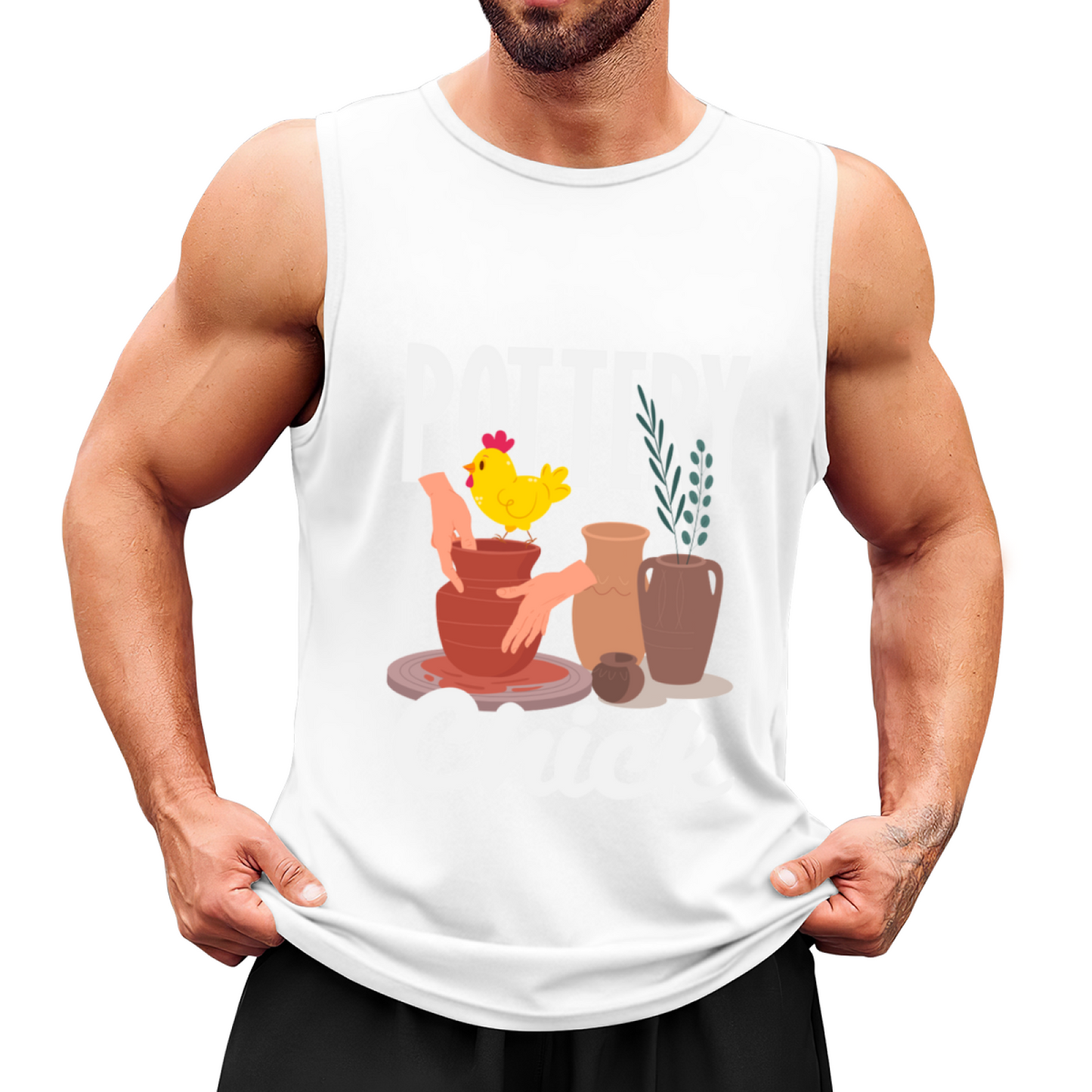 Funny Chicken Pottery Artist Cute Cartoon Graphic Sleeveless Tee
