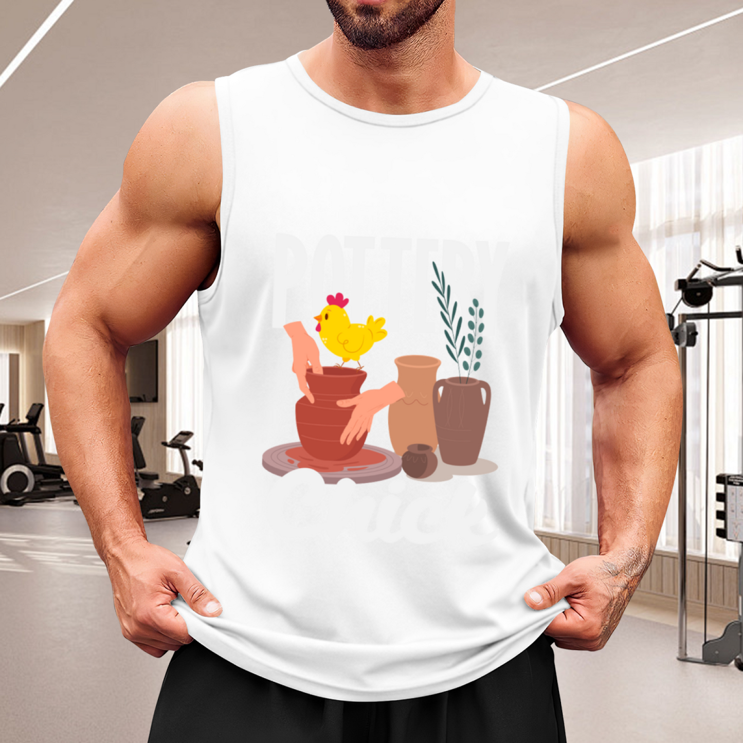Funny Chicken Pottery Artist Cute Cartoon Graphic Sleeveless Tee