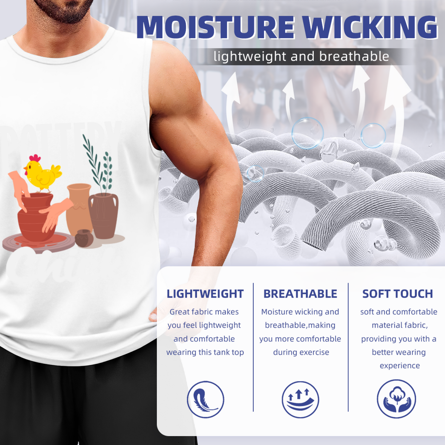 Funny Chicken Pottery Artist Cute Cartoon Graphic Sleeveless Tee